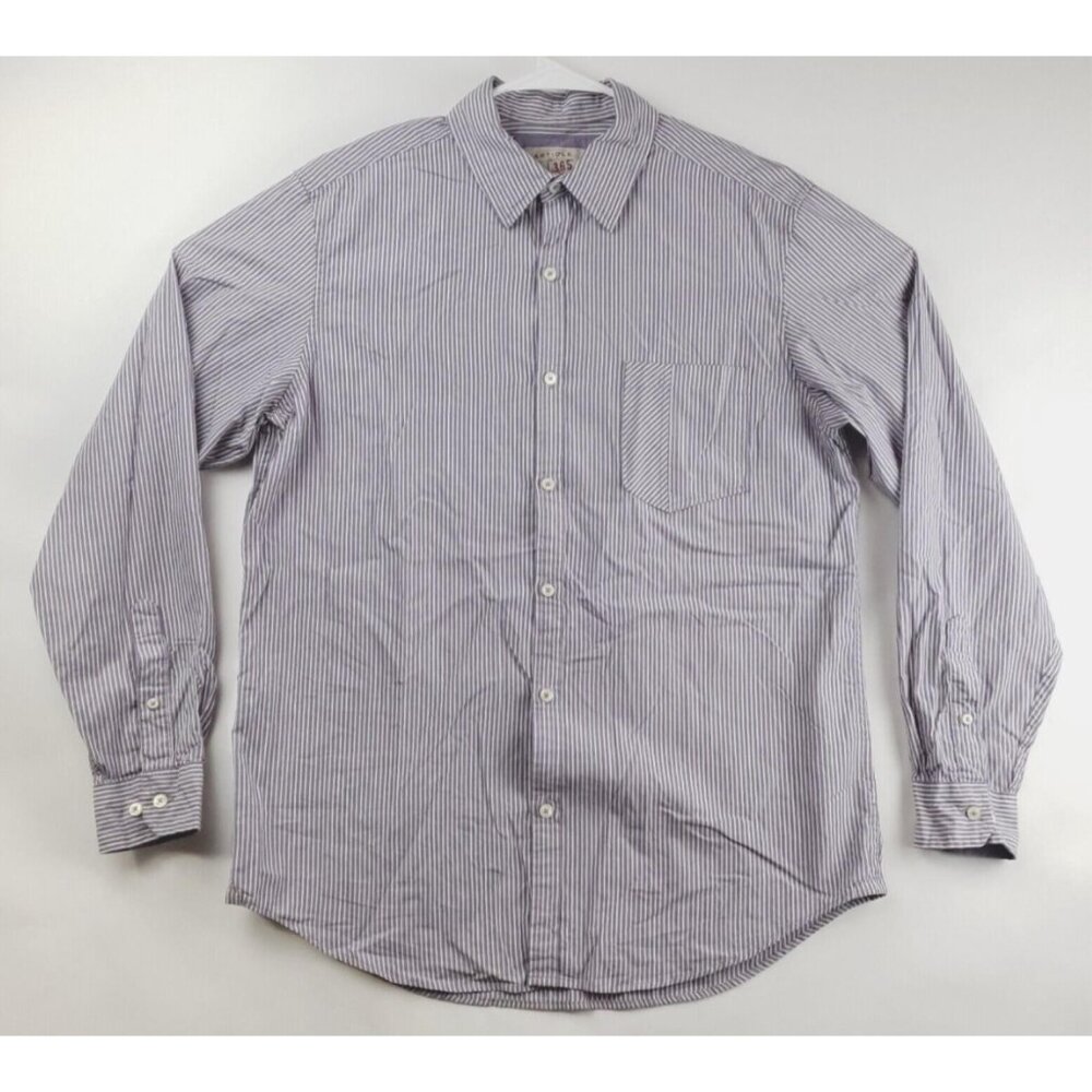 Article 365 Mens Medium Purple Striped Broken-In Shirt Cotton Flip Cuffs